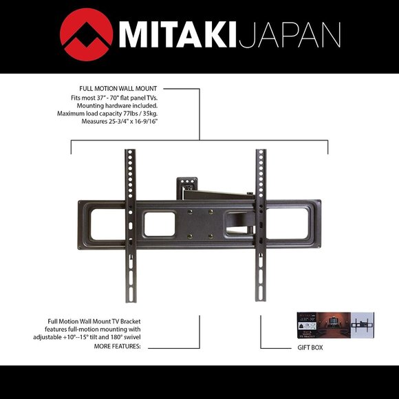Wall Mounted TV Bracket Full Motion Tilt and Swivel For Flat Screen Televisions - Picture 3 of 4